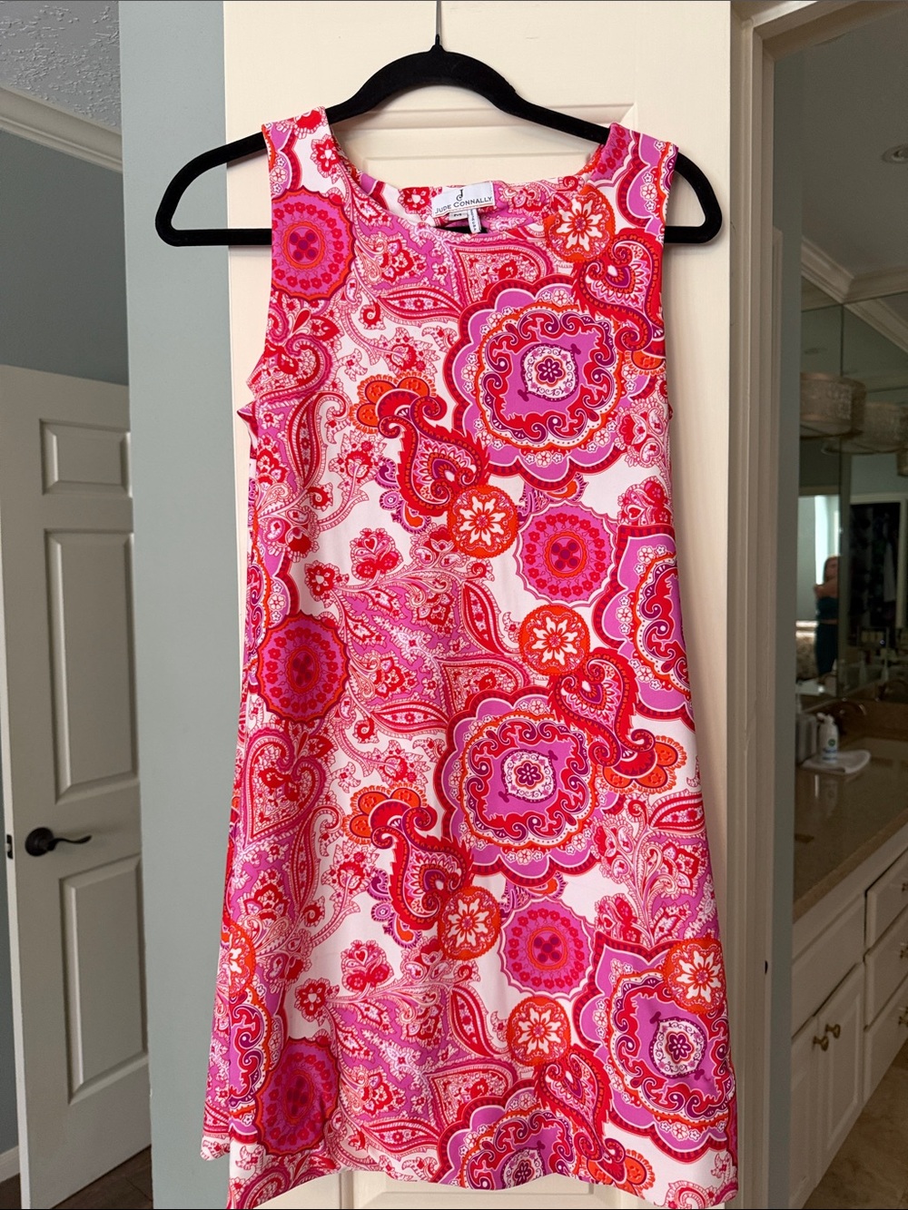 Jude Connally Pink & Red Paisley Mini Shift Dress